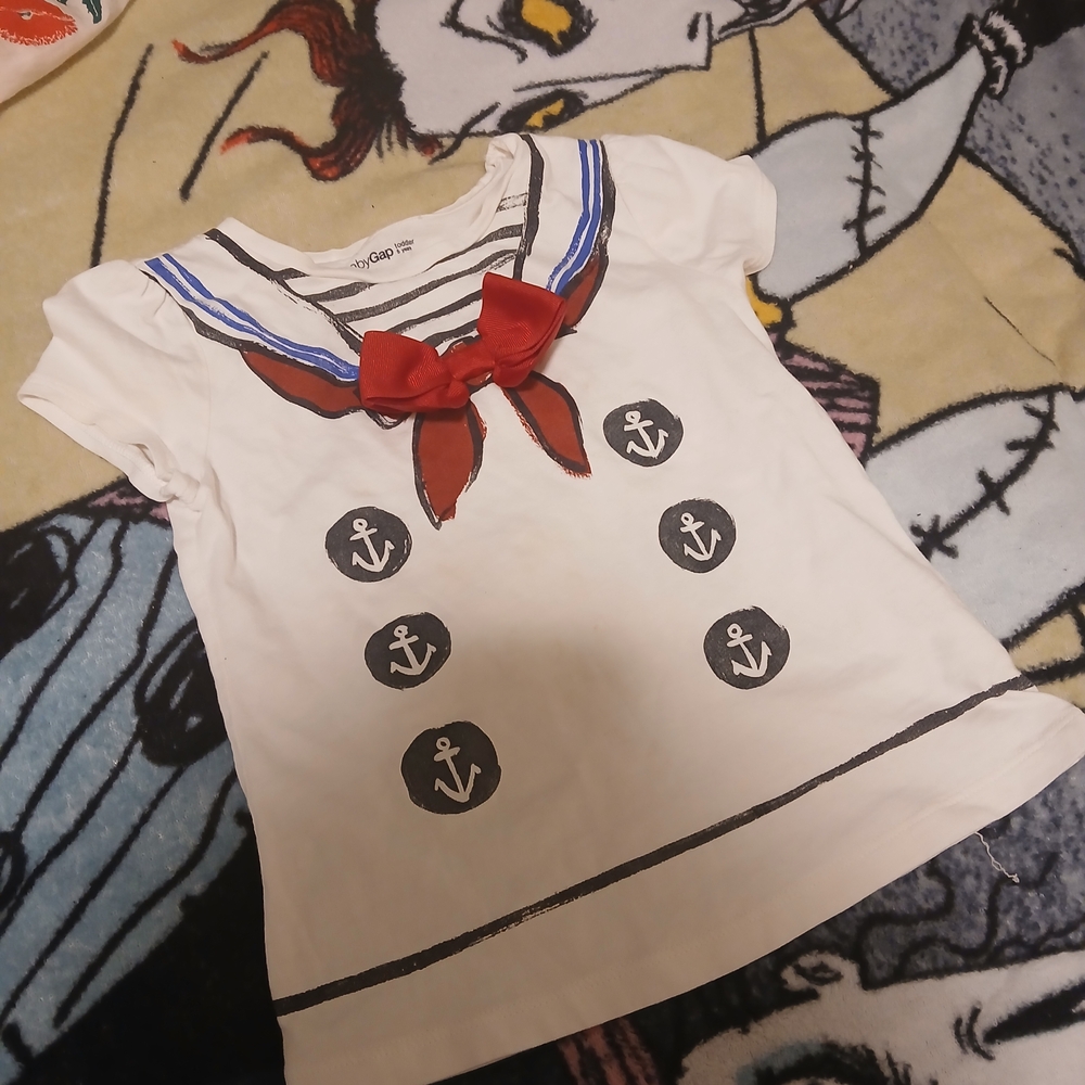 GAP White Sailor Tee with Red Bow